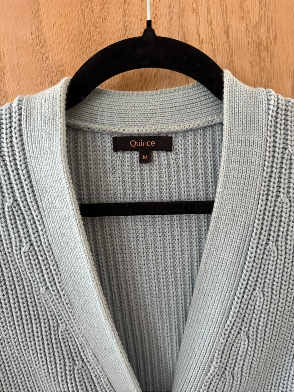 Quince Pale Blue Ribbed Fisherman Button-Front Cardigan